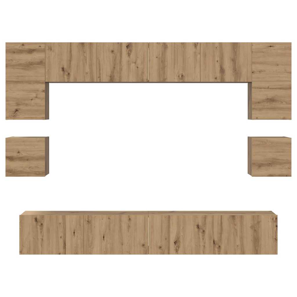Tv-Meubelset Wandgemonteerd 8 Pcs Artisan Eiken Bewerkt Hout 100 cm