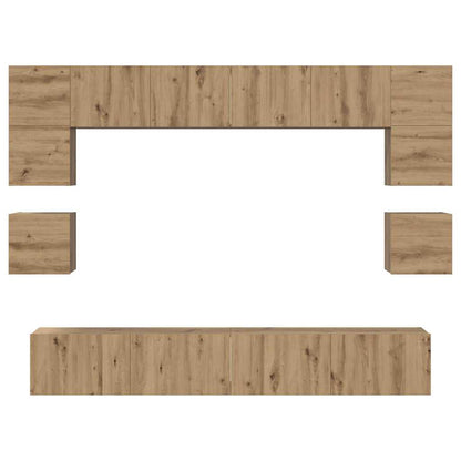 Tv-Meubelset Wandgemonteerd 8 Pcs Artisan Eiken Bewerkt Hout 100 cm