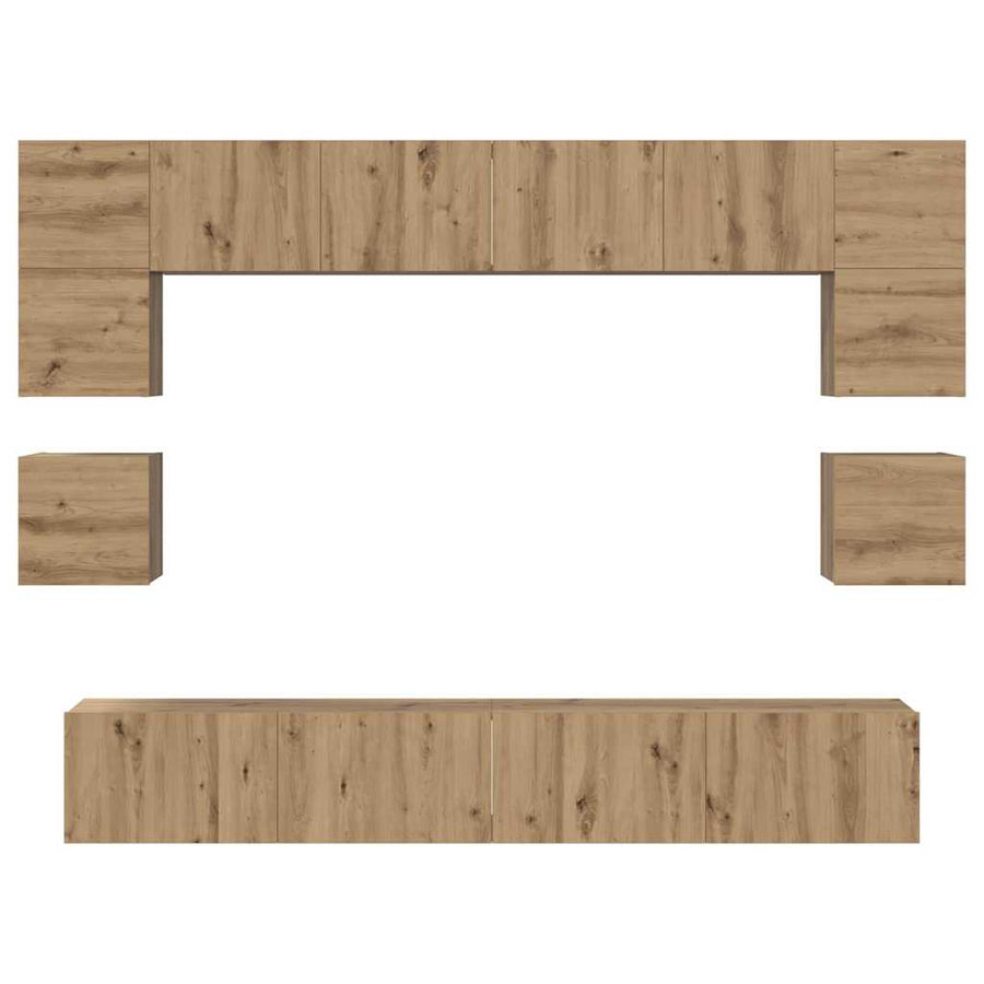 Tv-Meubelset Wandgemonteerd 8 Pcs Artisan Eiken Bewerkt Hout 100 cm