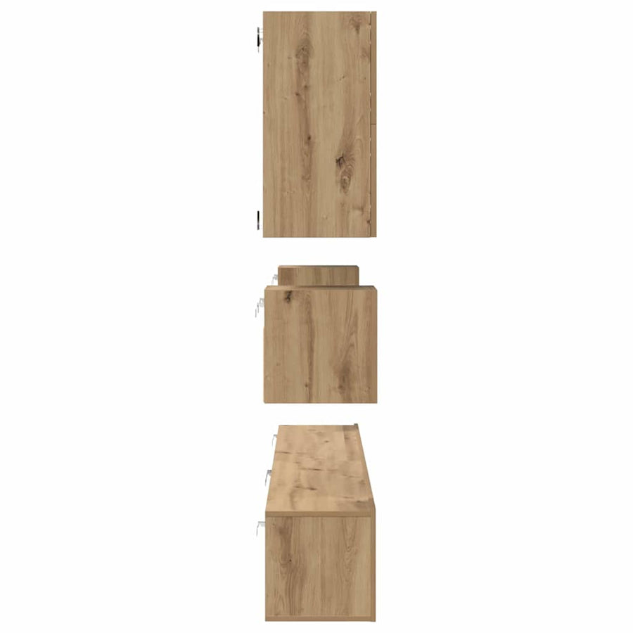 Tv-Meubelset Wandgemonteerd 8 Pcs Artisan Eiken Bewerkt Hout 100 cm