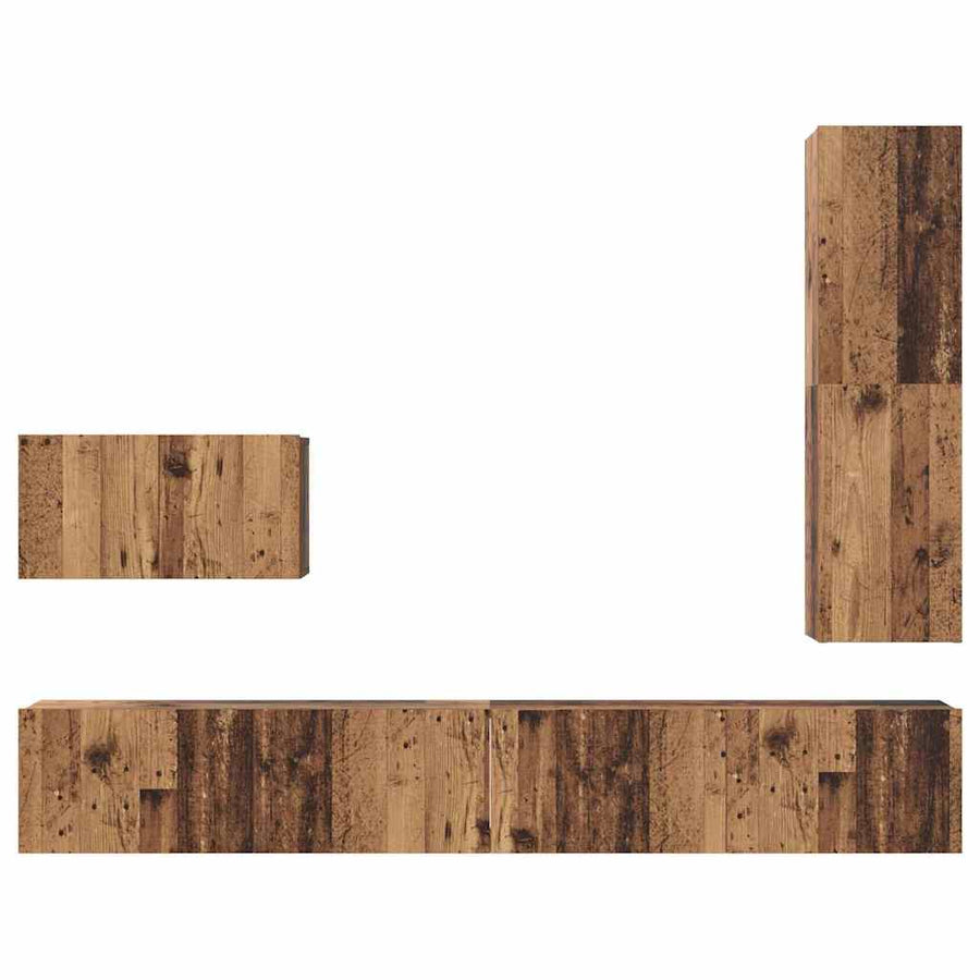 Tv-meubelset 4 pcs Oud hout 30.5 x 30 x 110 cm Bewerkt hout