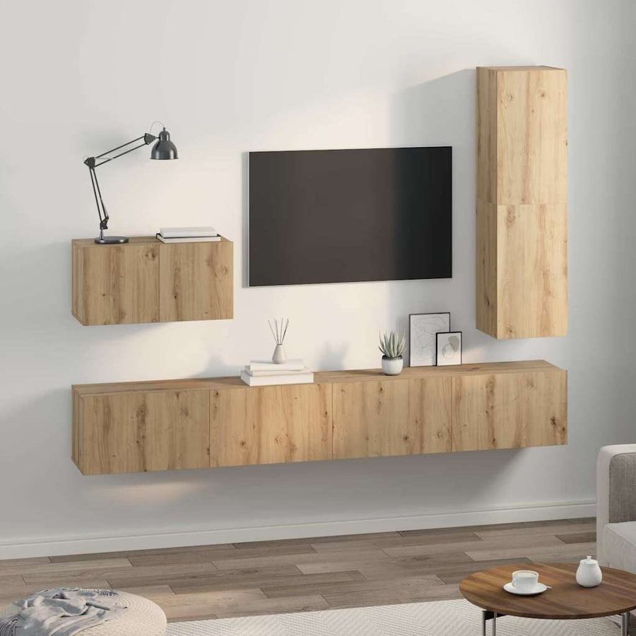 Tv-meubelset 4 pcs artisanaal eikenkleurig 30.5 x 30 x 110 cm
