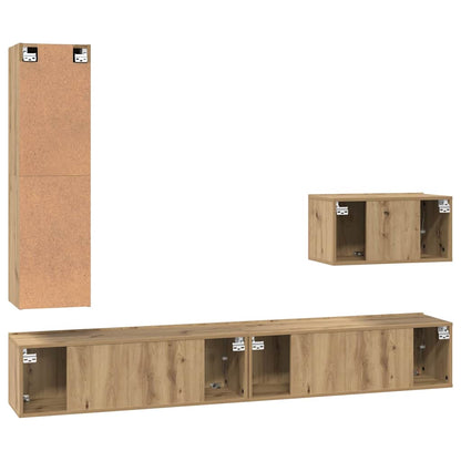 Tv-meubelset 4 pcs artisanaal eikenkleurig 30.5 x 30 x 110 cm