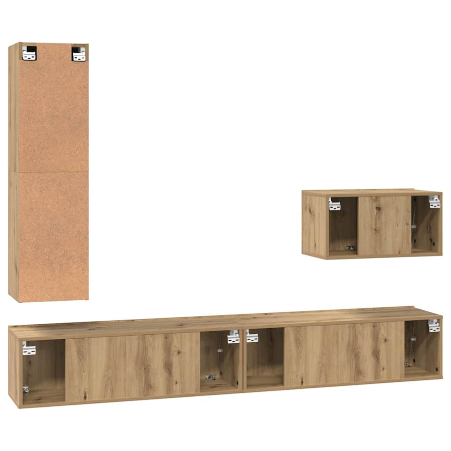 Tv-meubelset 4 pcs artisanaal eikenkleurig 30.5 x 30 x 110 cm