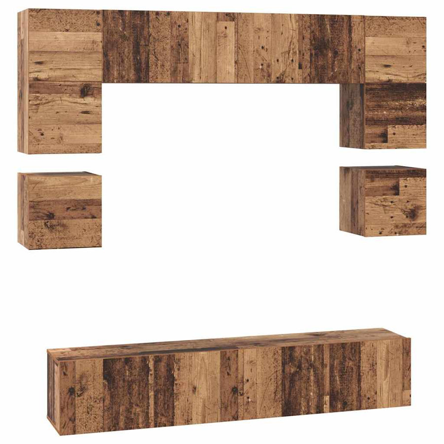 Tv-meubelset 8 pcs Oud hout 80 x 30 x 30 cm Bewerkt hout