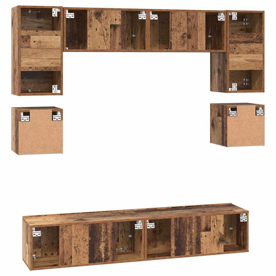 Tv-meubelset 8 pcs Oud hout 80 x 30 x 30 cm Bewerkt hout