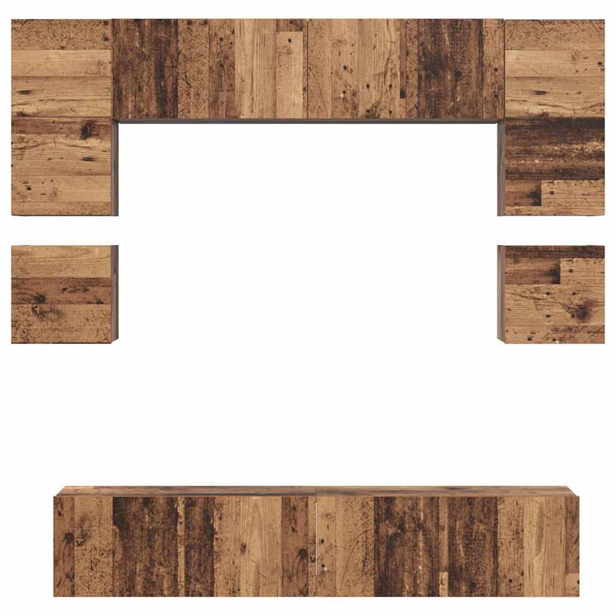Tv-meubelset 8 pcs Oud hout 80 x 30 x 30 cm Bewerkt hout