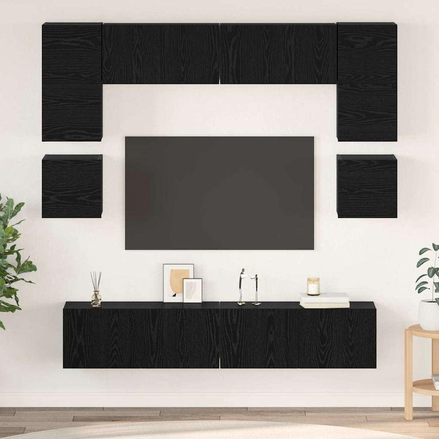 Tv-Meubelset Wandgemonteerd 8 Pcs Bewerkt Hout 80 cm