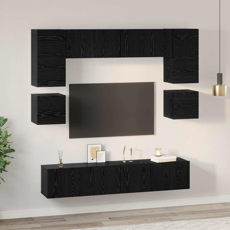 Tv-Meubelset Wandgemonteerd 8 Pcs Bewerkt Hout 80 cm