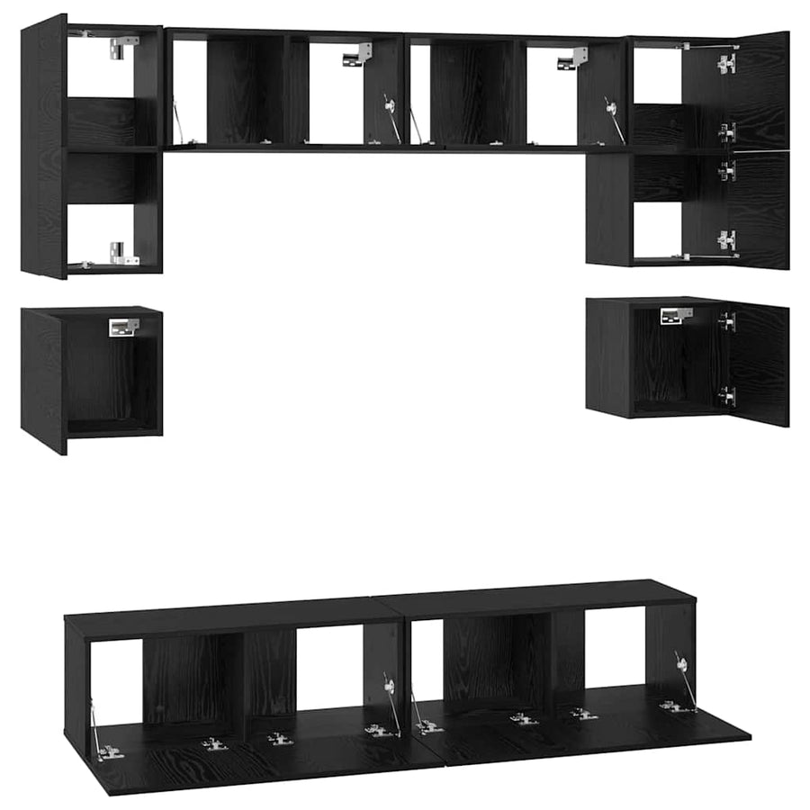 Tv-Meubelset Wandgemonteerd 8 Pcs Bewerkt Hout 80 cm