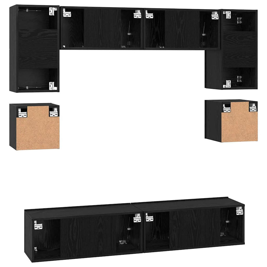 Tv-Meubelset Wandgemonteerd 8 Pcs Bewerkt Hout 80 cm