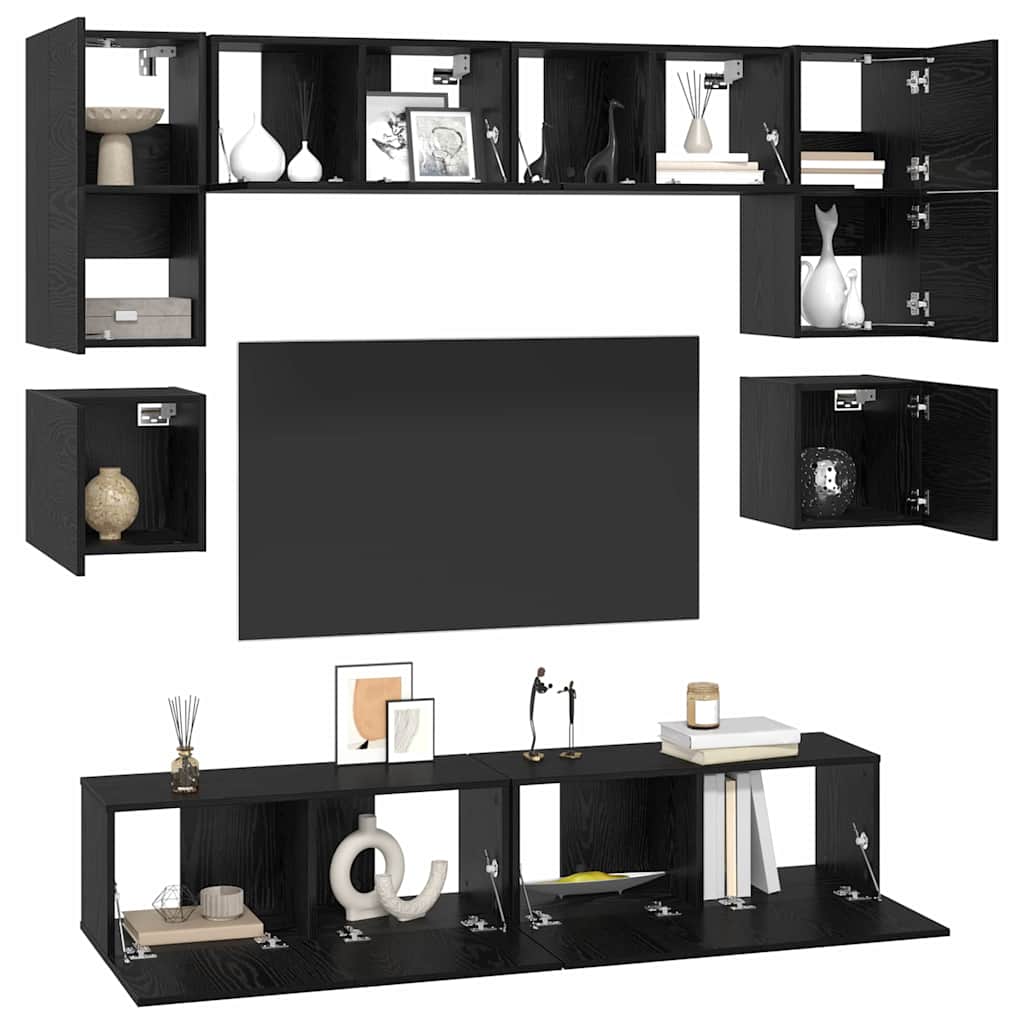 Tv-Meubelset Wandgemonteerd 8 Pcs Bewerkt Hout 80 cm