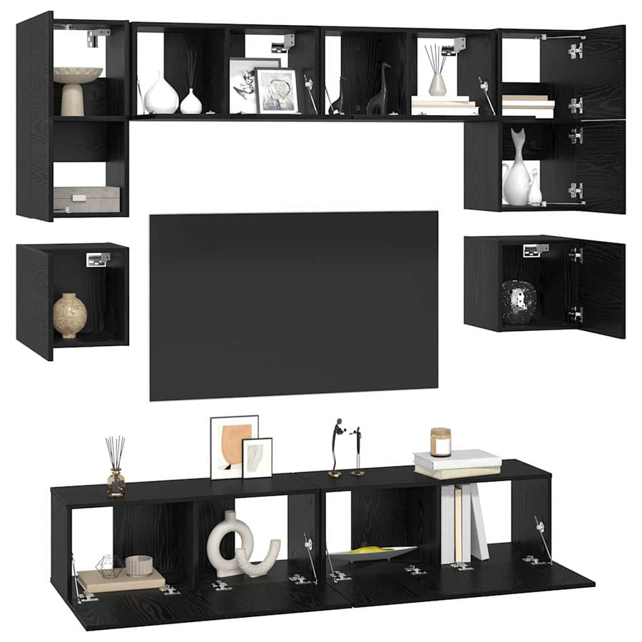 Tv-Meubelset Wandgemonteerd 8 Pcs Bewerkt Hout 80 cm
