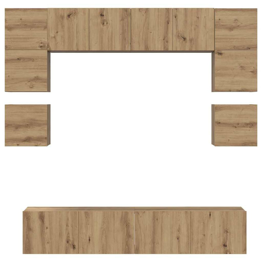 Tv-Meubelset Wandgemonteerd 8 Pcs Artisan Eiken Bewerkt Hout 80 cm