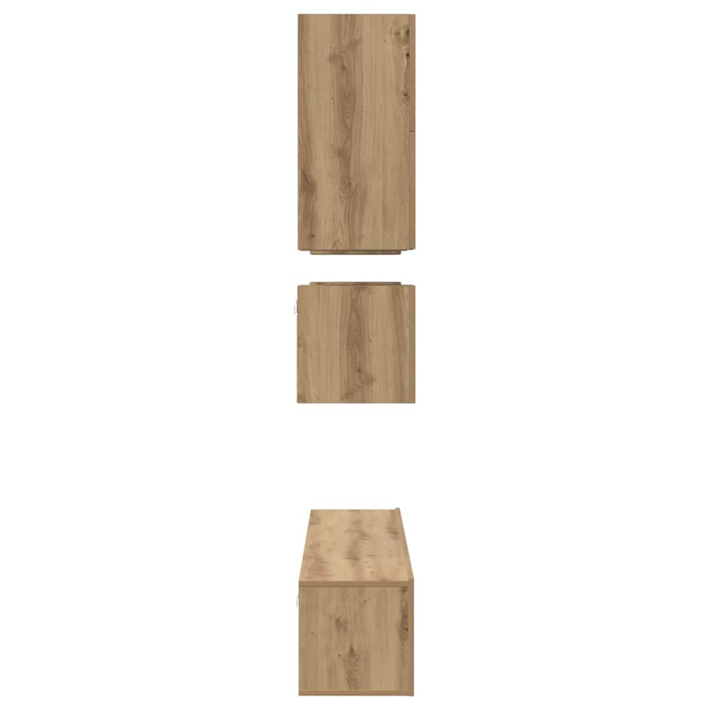 Tv-Meubelset Wandgemonteerd 8 Pcs Artisan Eiken Bewerkt Hout 80 cm