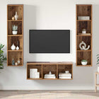 Tv-meubelset 3 stuks bewerkt hout bruin