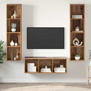 Tv-meubelset 3 stuks bewerkt hout bruin