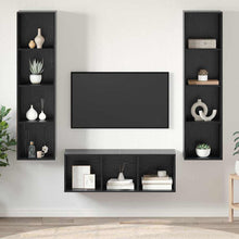 TV-kast set 3 pcs Zwart eiken 37 x 37 x 142.5 cm Bewerkt hout