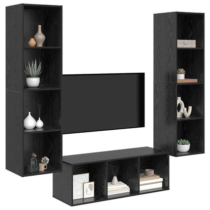 TV-kast set 3 pcs Zwart eiken 37 x 37 x 142.5 cm Bewerkt hout