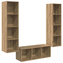 TV-kast set 3 pcs artisanaal eikenkleurig 37 x 37 x 142.5 cm