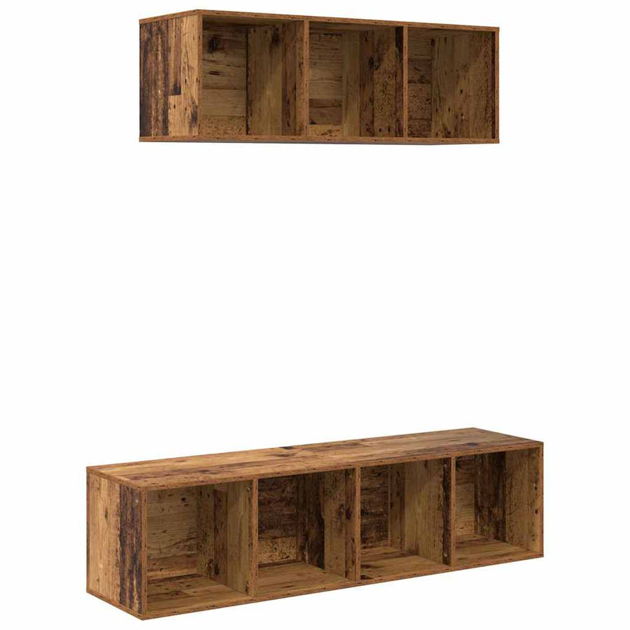 TV-kast set 2 pcs Oud hout 37 x 37 x 142.5 cm Bewerkt hout