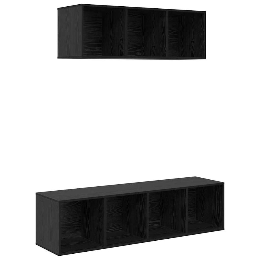 TV-kast set 2 pcs Zwart eiken 37 x 37 x 142.5 cm Bewerkt hout