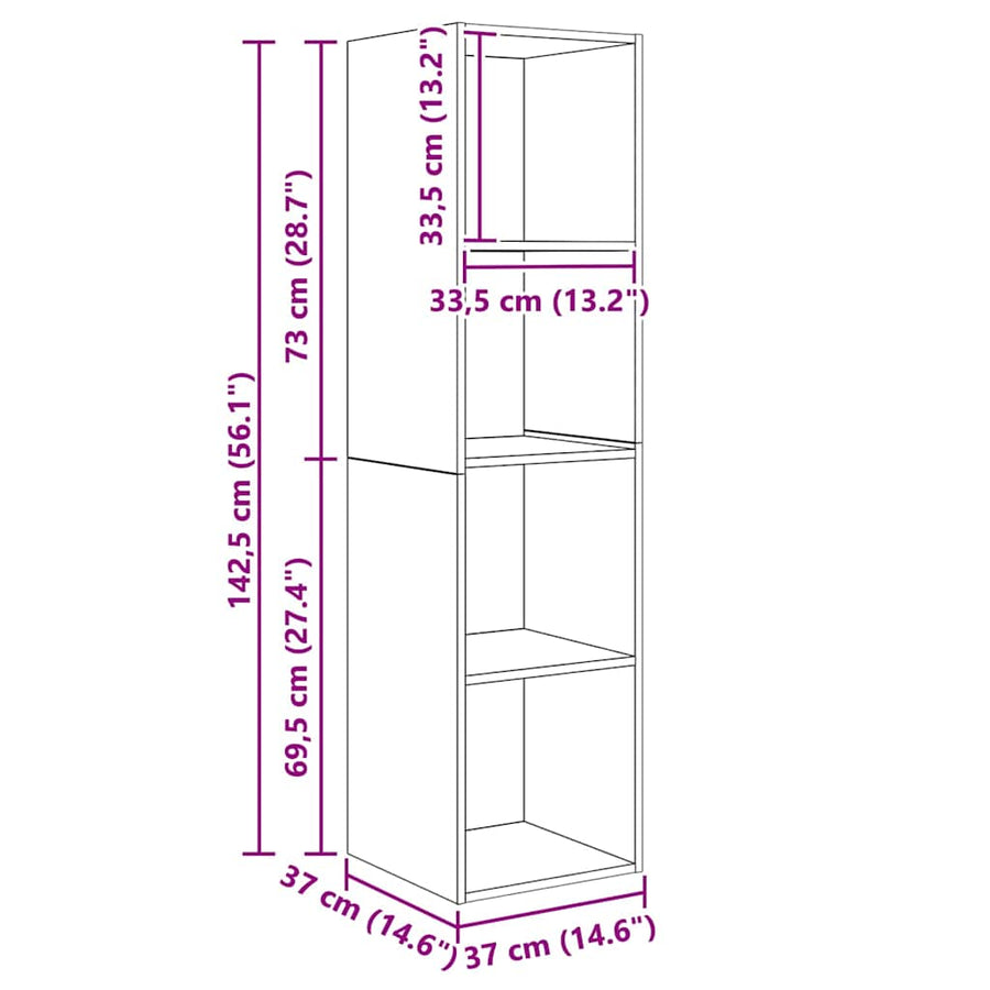 TV-kast set 2 pcs Zwart eiken 37 x 37 x 142.5 cm Bewerkt hout