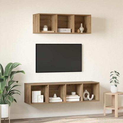TV-kast set 2 pcs artisanaal eikenkleurig 37 x 37 x 142.5 cm