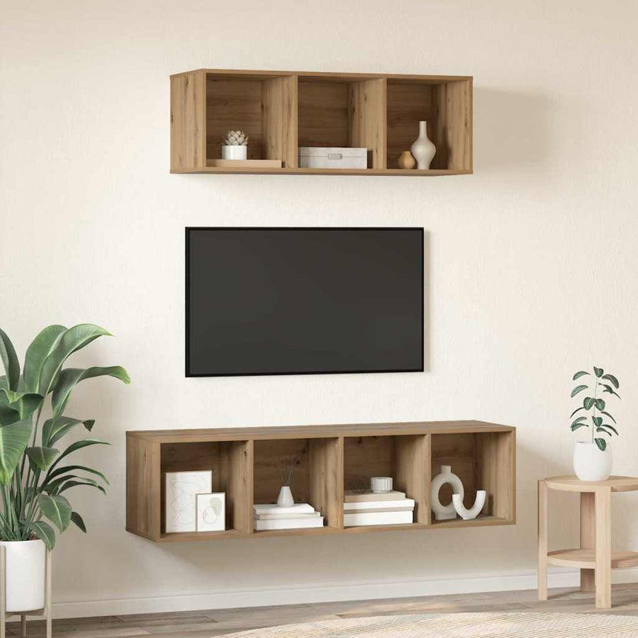 TV-kast set 2 pcs artisanaal eikenkleurig 37 x 37 x 142.5 cm