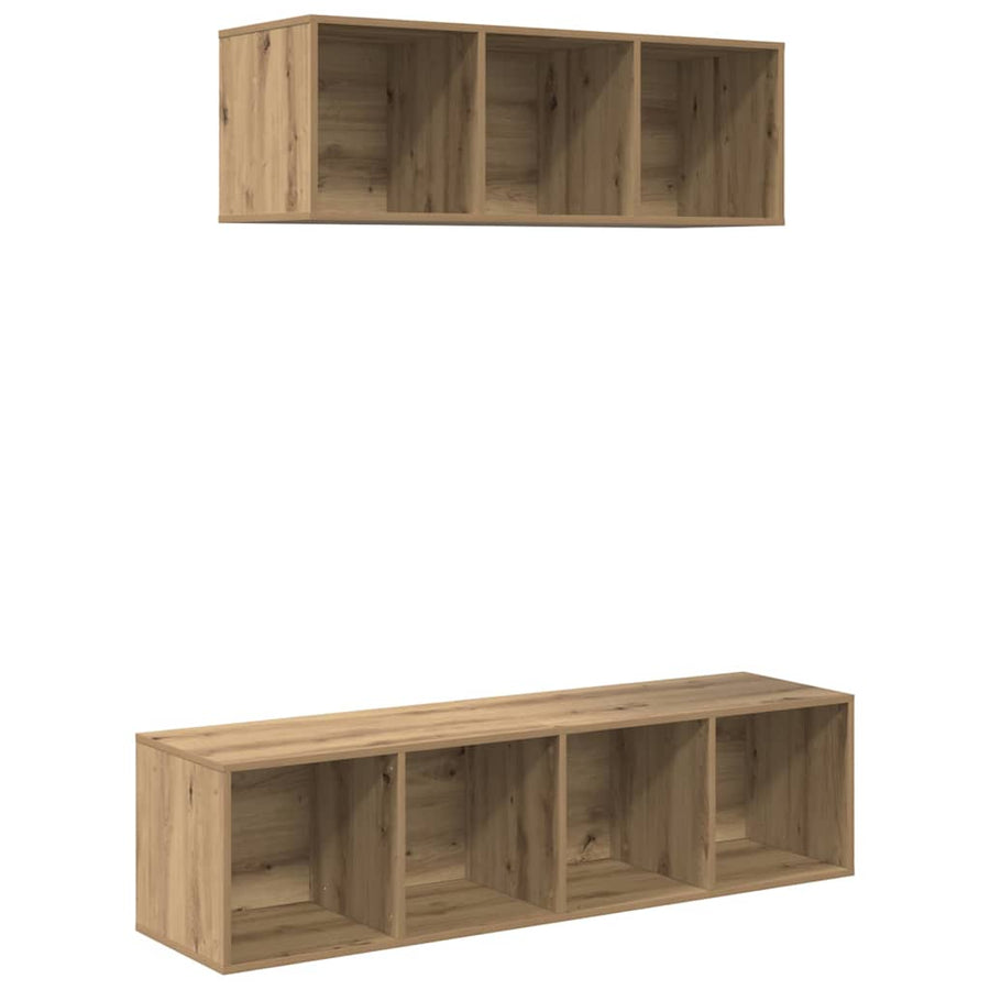TV-kast set 2 pcs artisanaal eikenkleurig 37 x 37 x 142.5 cm