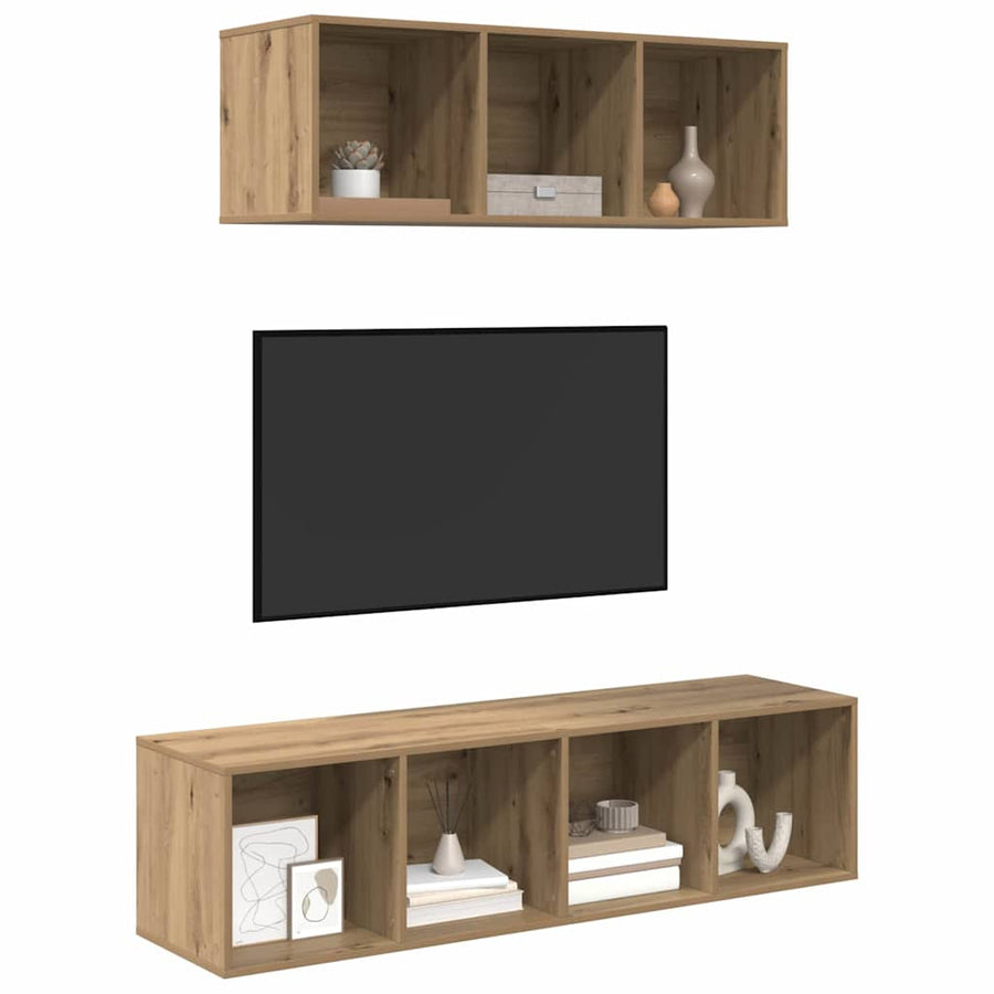 TV-kast set 2 pcs artisanaal eikenkleurig 37 x 37 x 142.5 cm