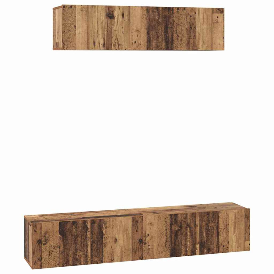 TV-kast set Wandgemonteerd Anders met opslag met de deur 4 pcs Oud hout Medium Bewerkt hout