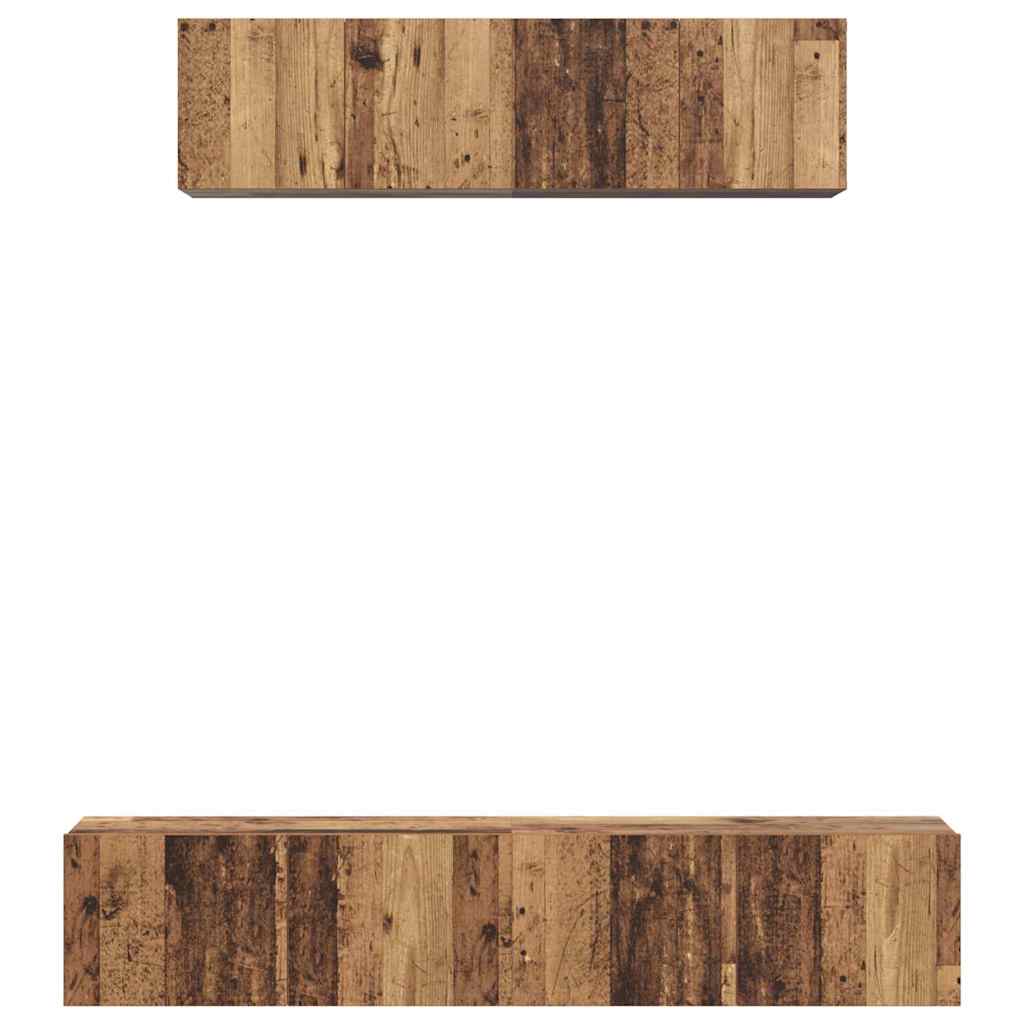 TV-kast set Wandgemonteerd Anders met opslag met de deur 4 pcs Oud hout Medium Bewerkt hout