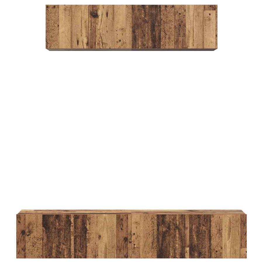 TV-kast set Wandgemonteerd Anders met opslag met de deur 4 pcs Oud hout Medium Bewerkt hout