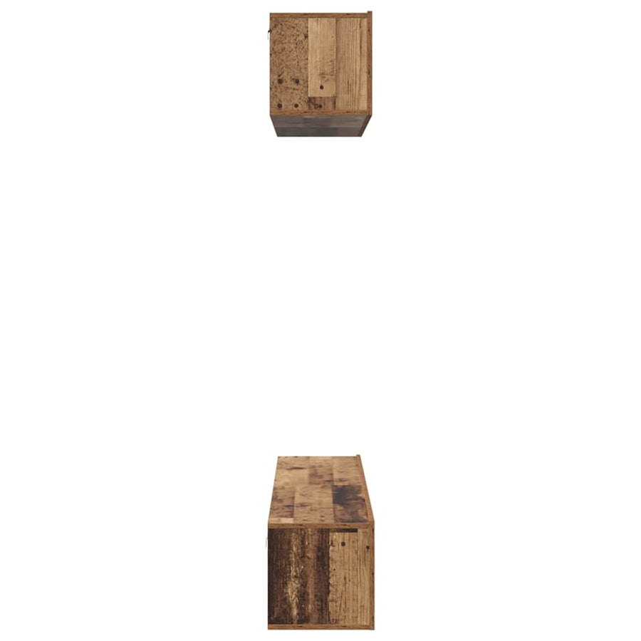 TV-kast set Wandgemonteerd Anders met opslag met de deur 4 pcs Oud hout Medium Bewerkt hout