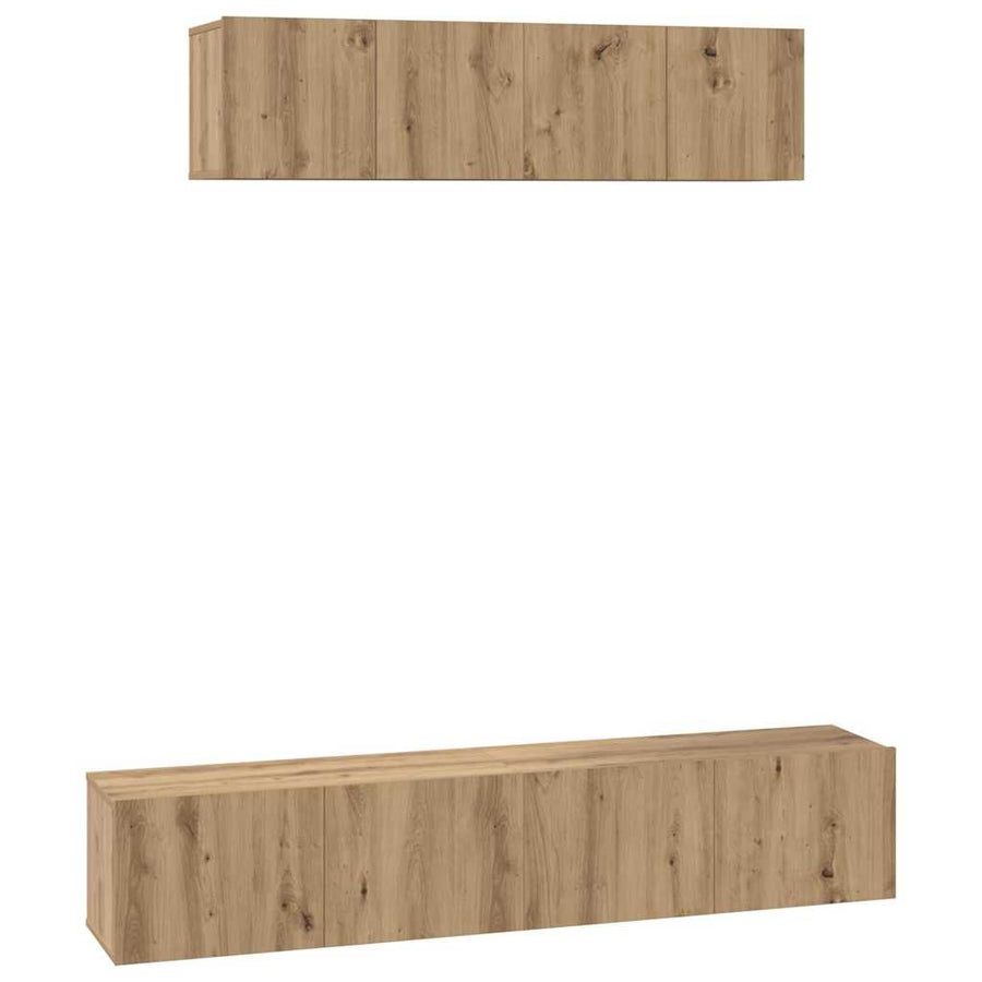 TV-kast set Wandgemonteerd Anders met opslag met de deur 4 pcs artisanaal eikenkleurig