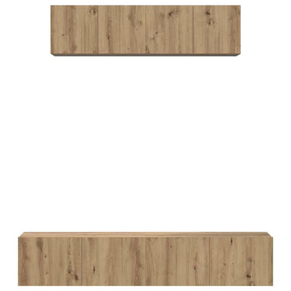 TV-kast set Wandgemonteerd Anders met opslag met de deur 4 pcs artisanaal eikenkleurig