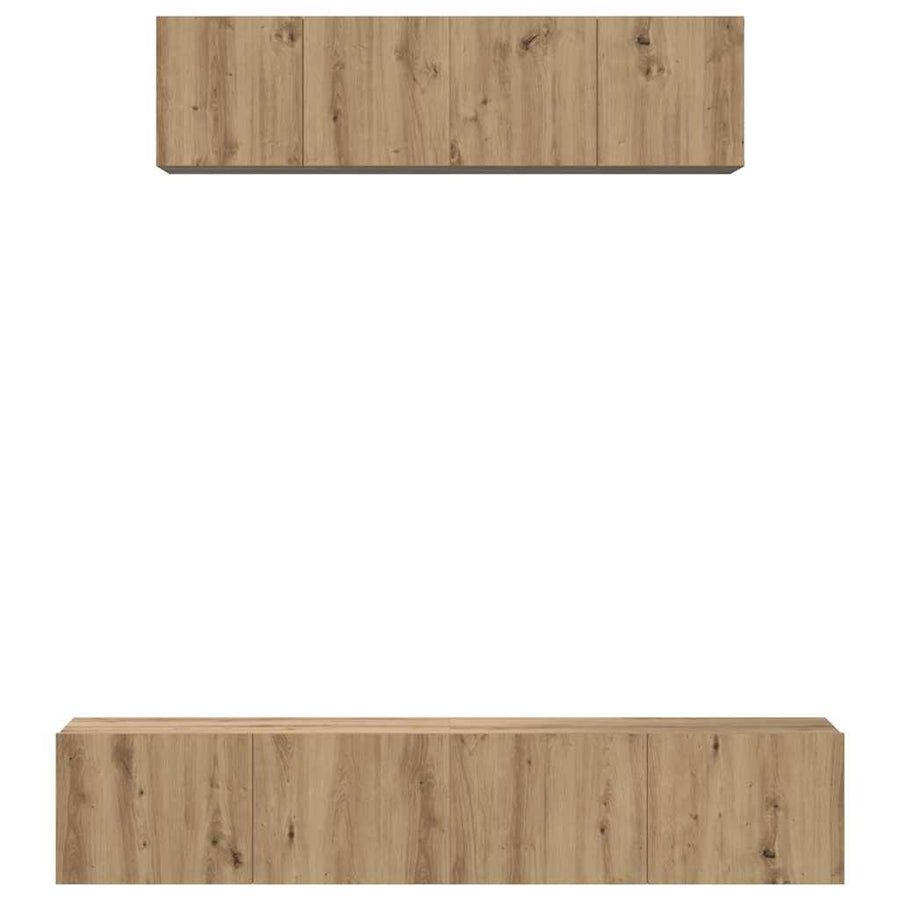 TV-kast set Wandgemonteerd Anders met opslag met de deur 4 pcs artisanaal eikenkleurig