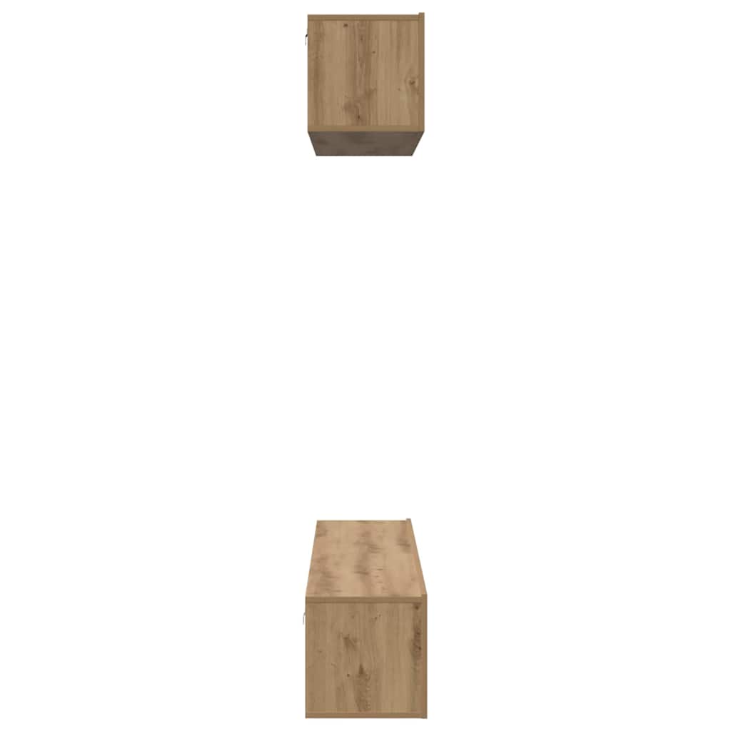 TV-kast set Wandgemonteerd Anders met opslag met de deur 4 pcs artisanaal eikenkleurig