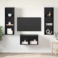 TV-kast set met plank Zwart eiken 37 x 37 x 107 cm Bewerkt hout