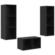 TV-kast set met plank Zwart eiken 37 x 37 x 107 cm Bewerkt hout