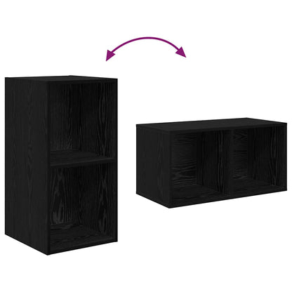TV-kast set met plank Zwart eiken 37 x 37 x 107 cm Bewerkt hout