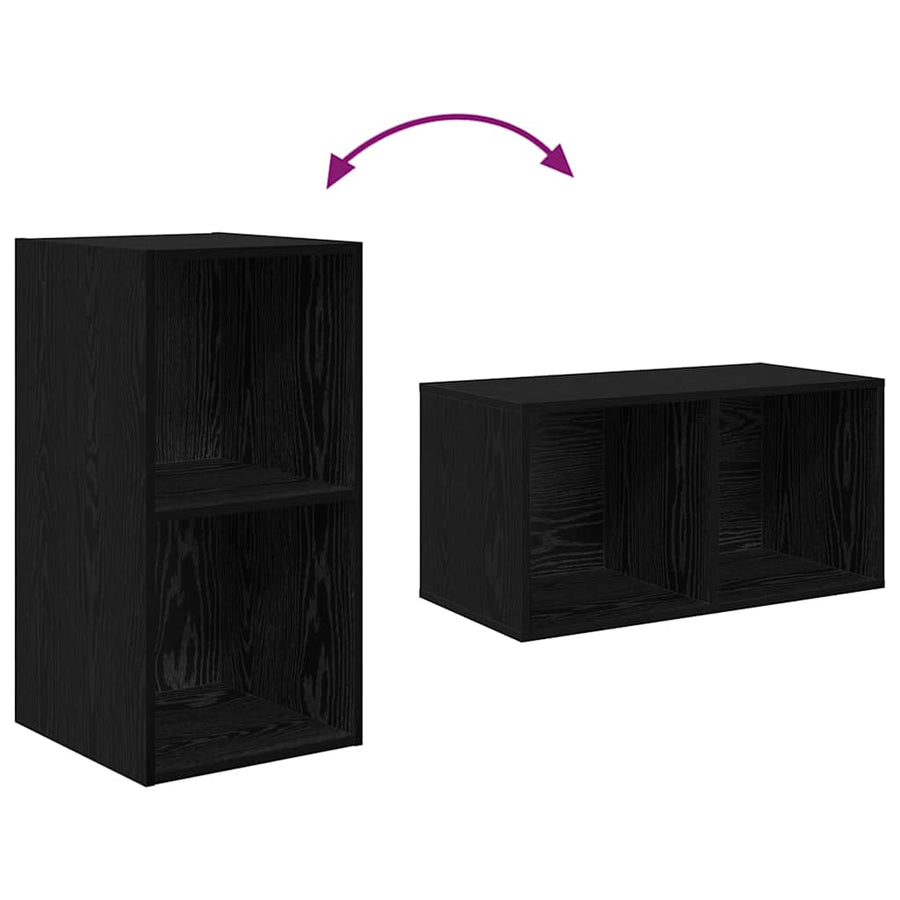 TV-kast set met plank Zwart eiken 37 x 37 x 107 cm Bewerkt hout