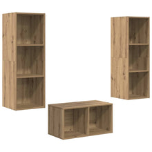 TV-kast set met plank artisanaal eikenkleurig 37 x 37 x 107 cm