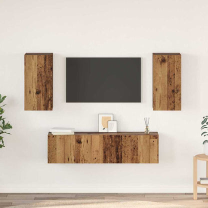 Tv-meubelset met plank Wandgemonteerd met opslag met de deur 4 pcs Oud hout 60 x 30 x 30 cm