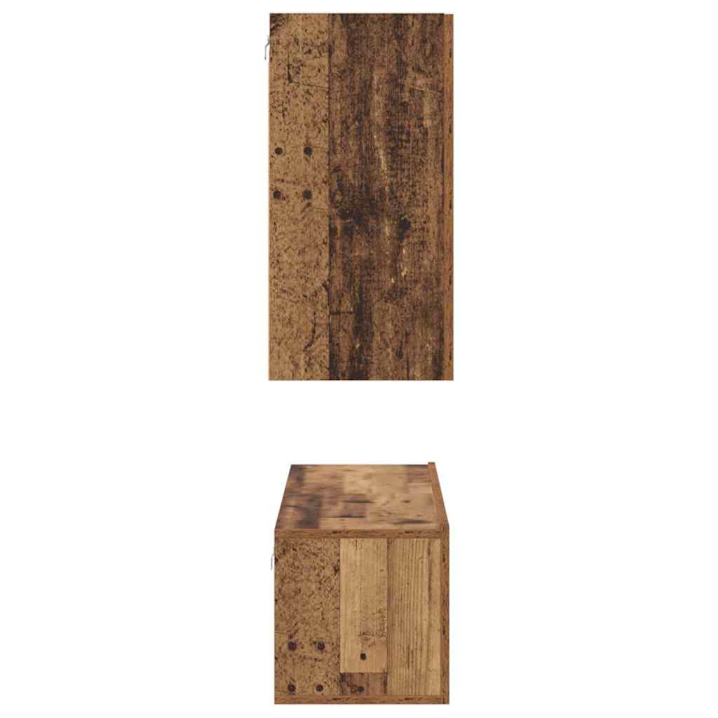 Tv-meubelset met plank Wandgemonteerd met opslag met de deur 4 pcs Oud hout 60 x 30 x 30 cm
