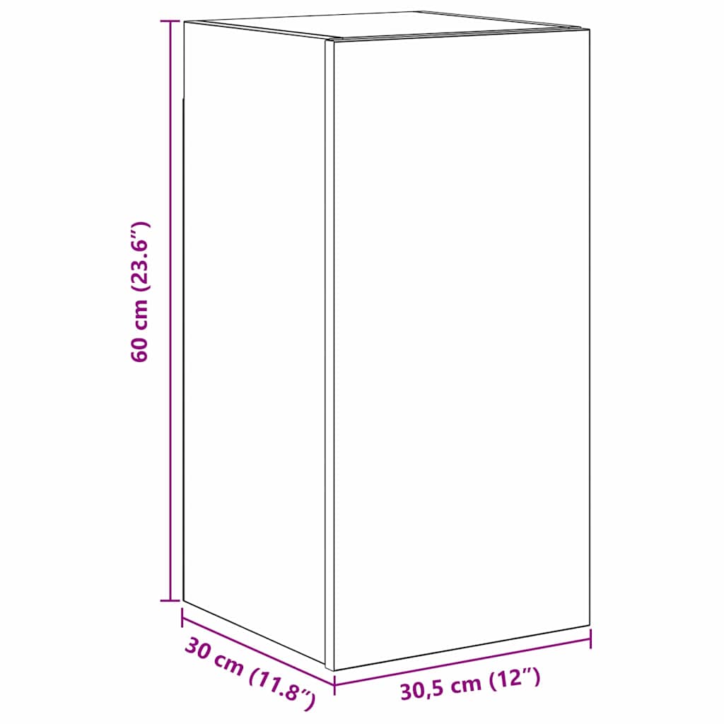 Tv-meubelset met plank Wandgemonteerd met opslag met de deur 4 pcs Oud hout 60 x 30 x 30 cm