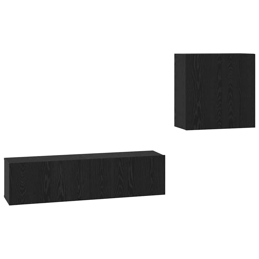 TV-kast set met plank met opslag met de deur 4 pcs Zwart eiken 120 x 30 x 30 cm