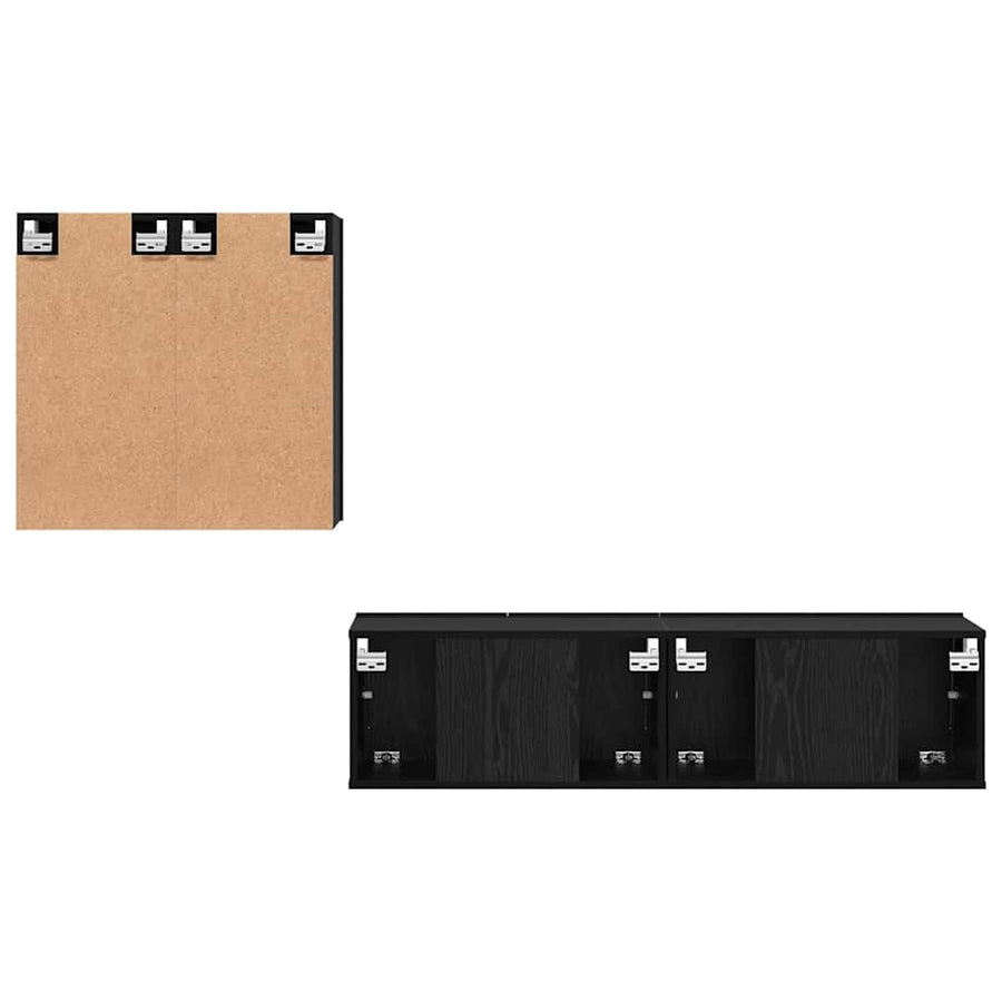TV-kast set met plank met opslag met de deur 4 pcs Zwart eiken 120 x 30 x 30 cm