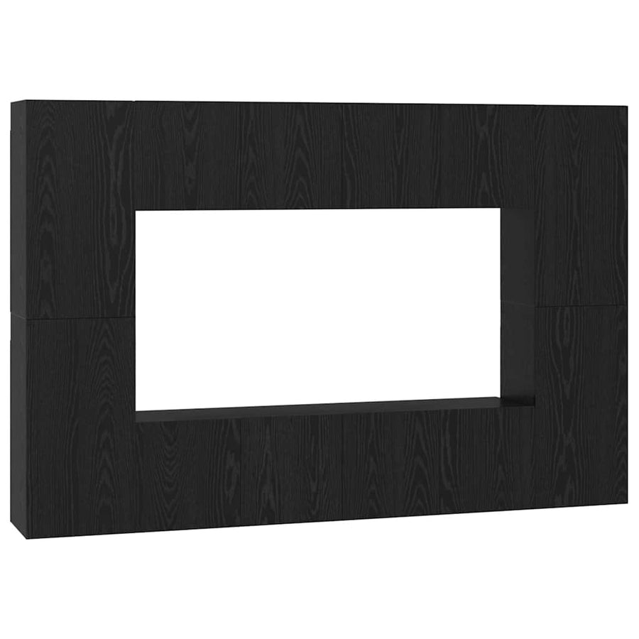 Tv-meubelset 8 pcs Zwart eiken 181 x 30 x 120 cm Bewerkt hout